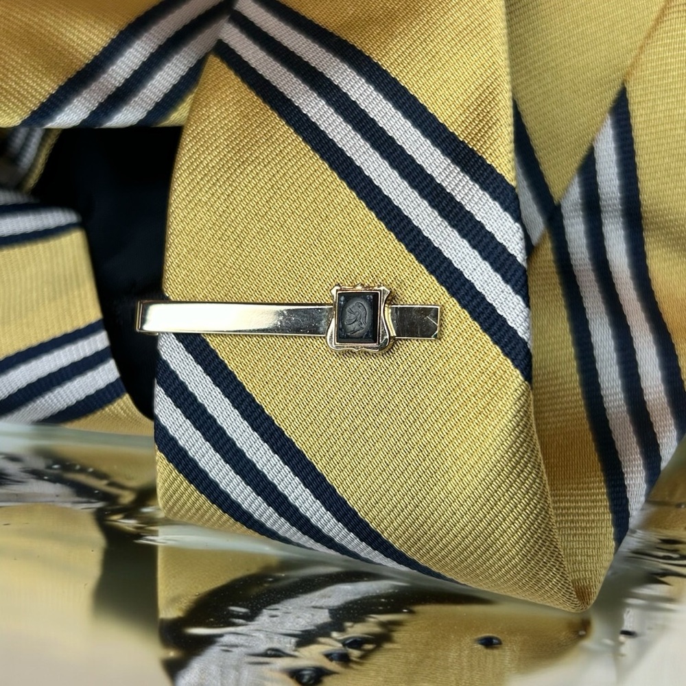 Vintage Gold Plated Tie Clip with Onyx Intaglio